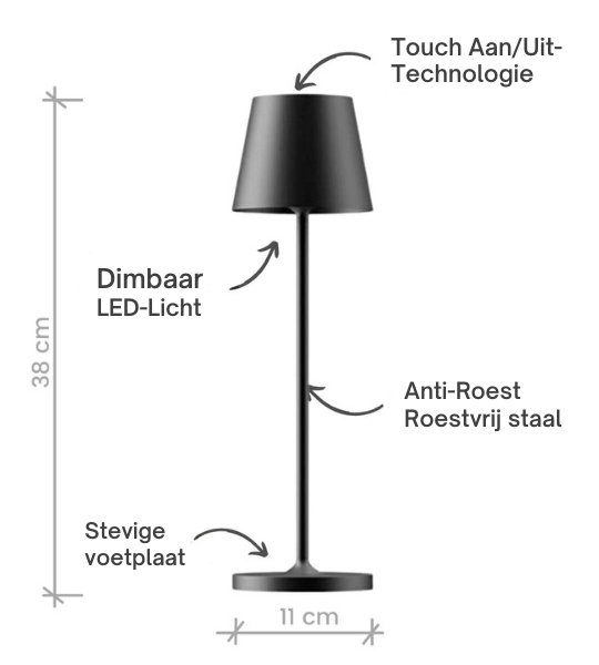 Auralite™ | Stijlvolle Draadloze Dimbare Tafellamp